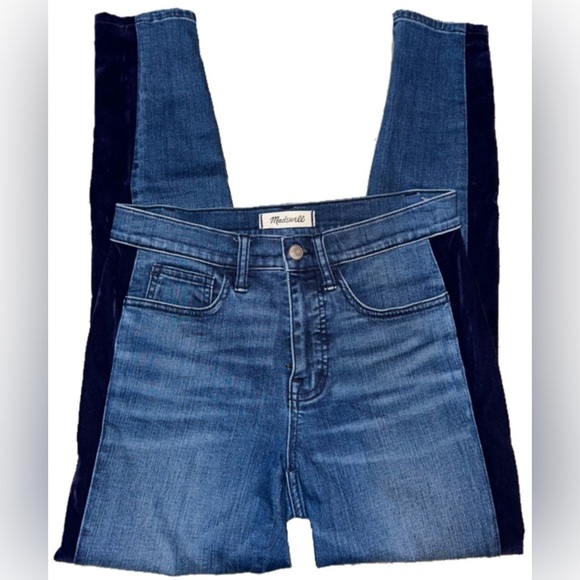 Madewell 9" Mid-Rise Skinny Jeans in Beattie Wash: Velvet Tuxedo Stripe Size 26 - Picture 3 of 11